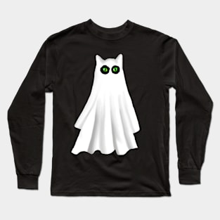 Ghost Cat Halloween Scary Creepy Costume Long Sleeve T-Shirt